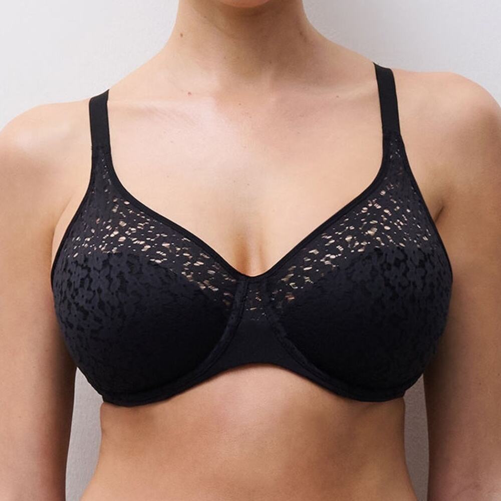 NWOT Chantelle Group Black Floral Lace Norah Comfort Underwire Bra Size 38DDD